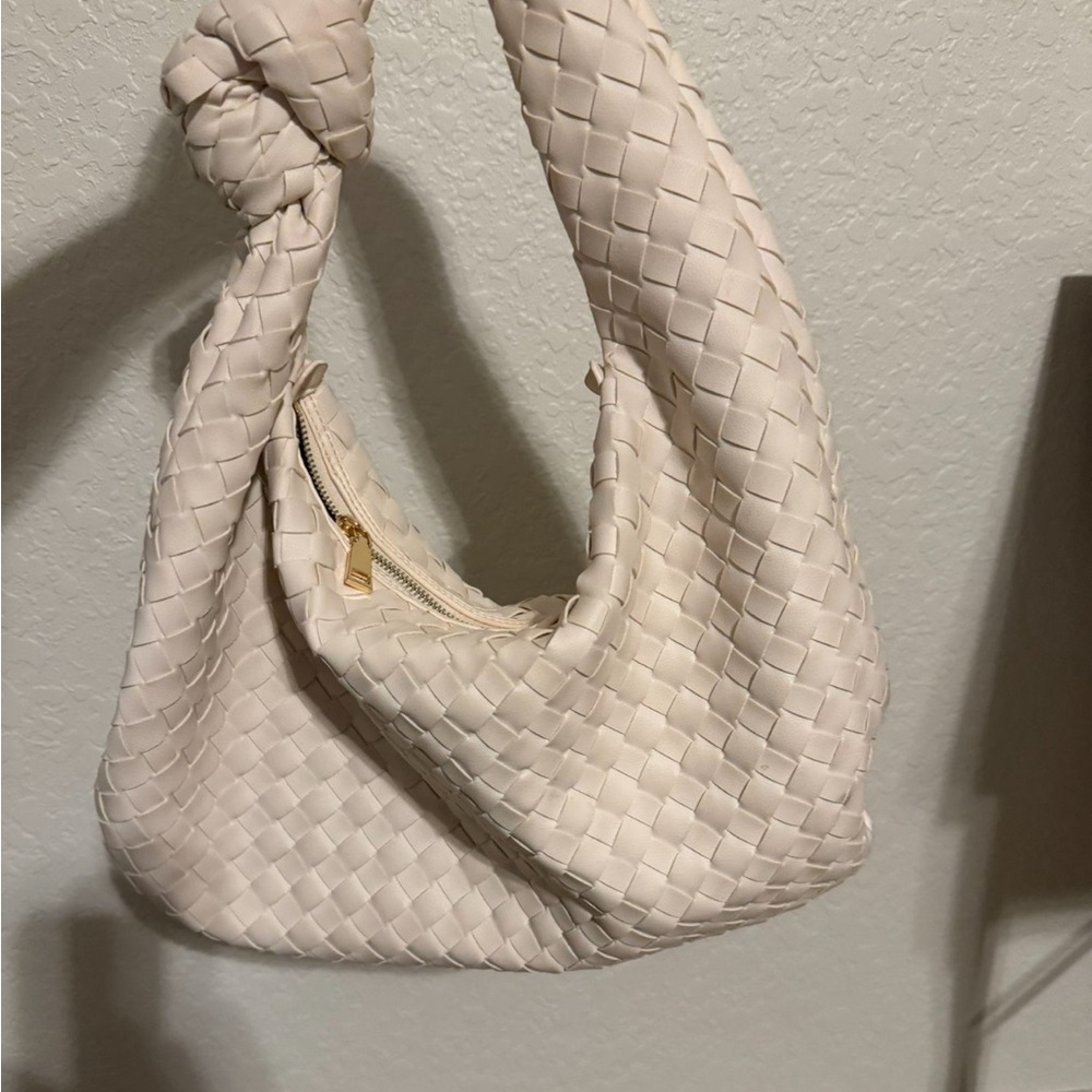 Elegant Beige Woven Handbag